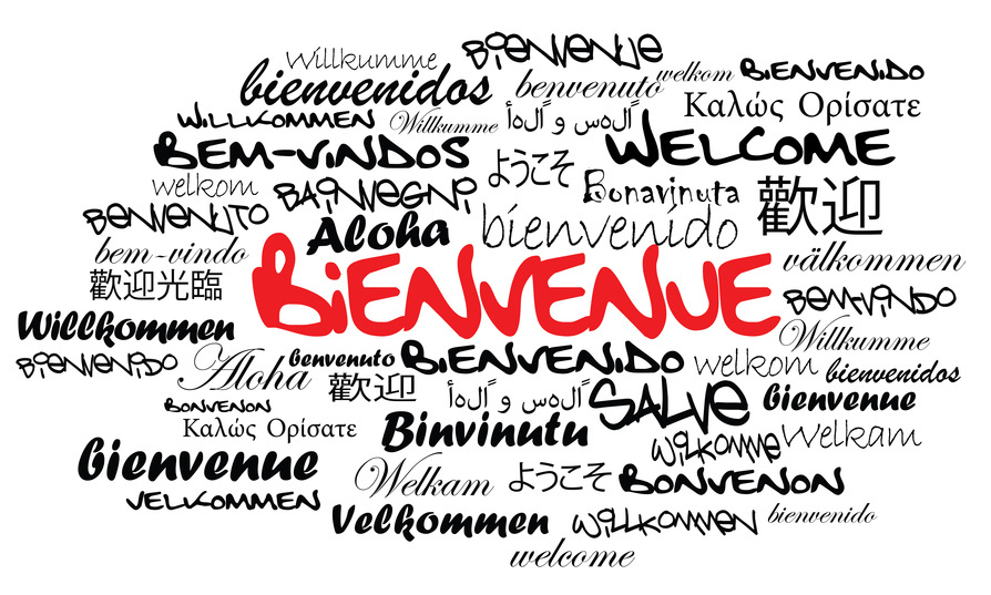 Texte de bienvenue dans beaucoup de langue